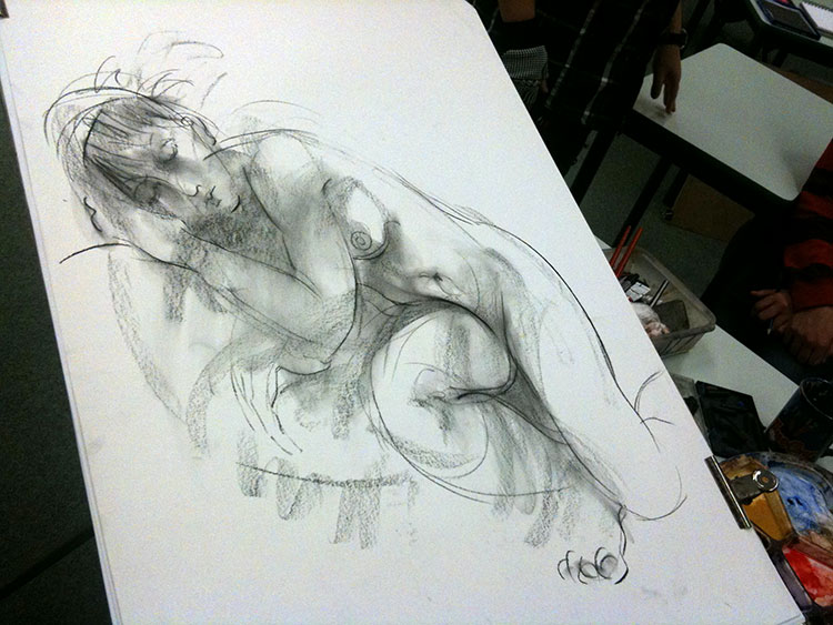 From the life drawing session at UWA, Perth